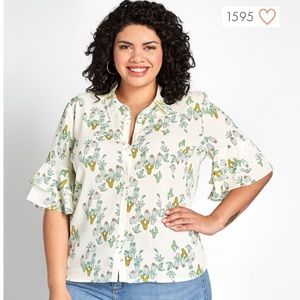 ModCloth Cactus 🌵 Print Blouse 2x